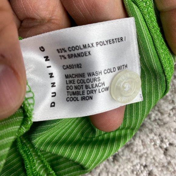Dunning Golf Shirt Men Large L Green White Striped Casual Polo Sports Outdoor - Picture 6 of 11